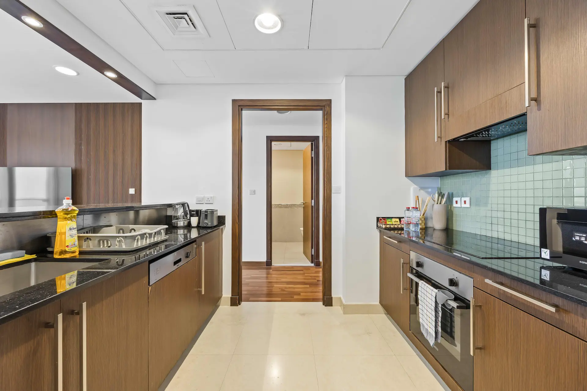 Fully equipped kitchen at Burj Daman DIFC Dubai