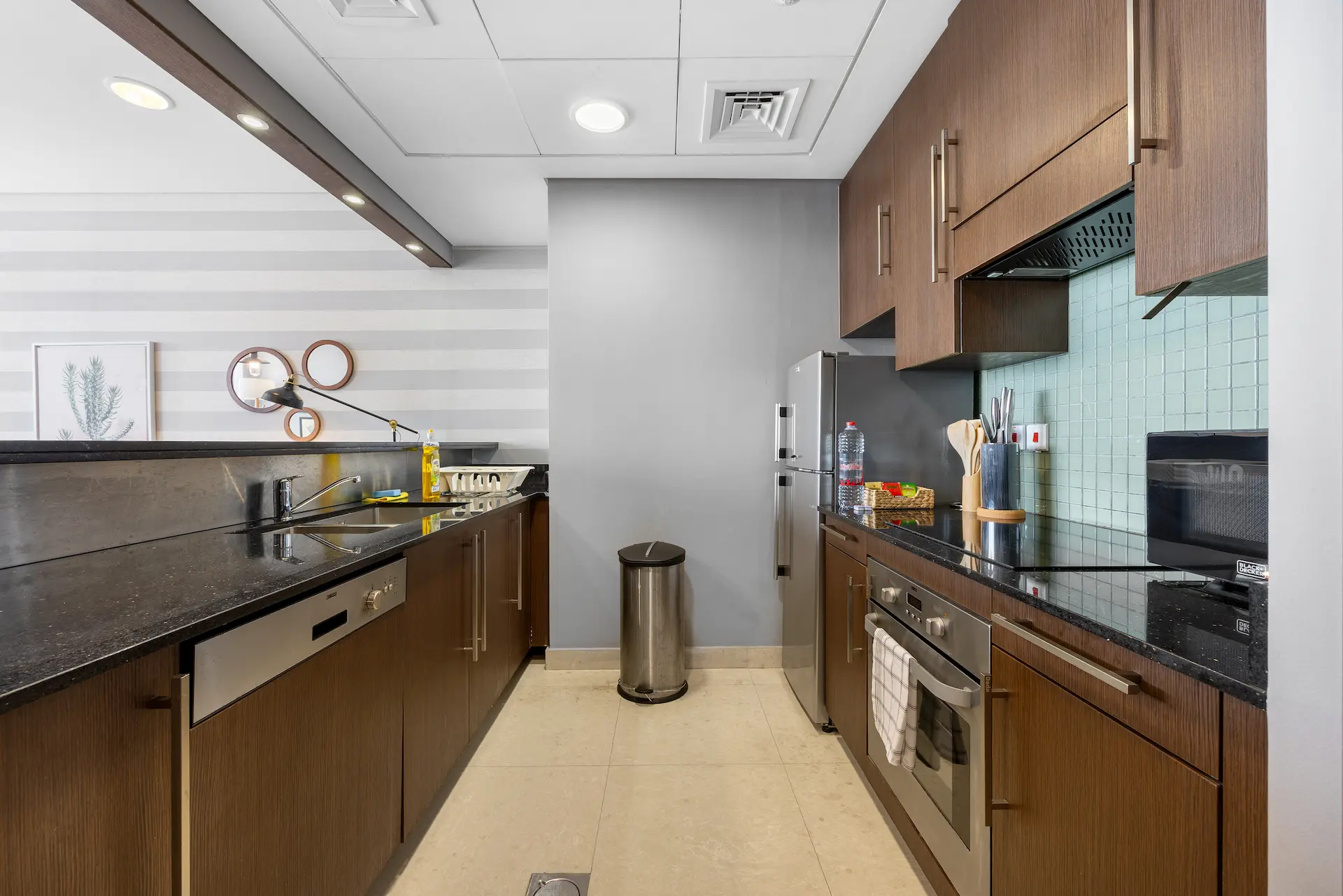 Fully equipped kitchen at Burj Daman DIFC Dubai