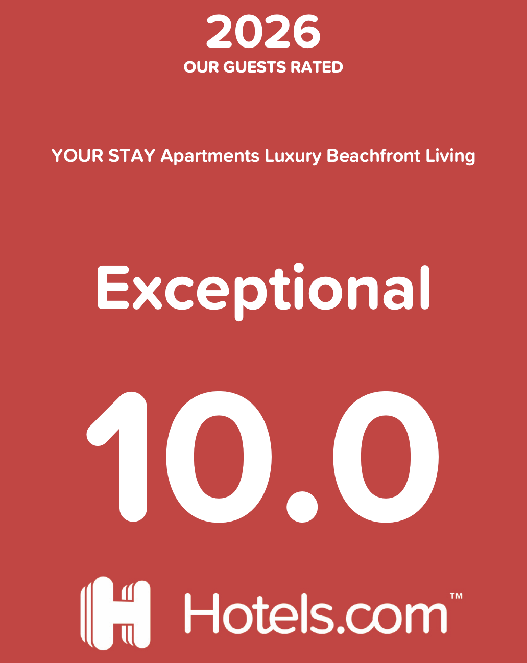 Hotels.com Exceptional 10.0 Rating 2026